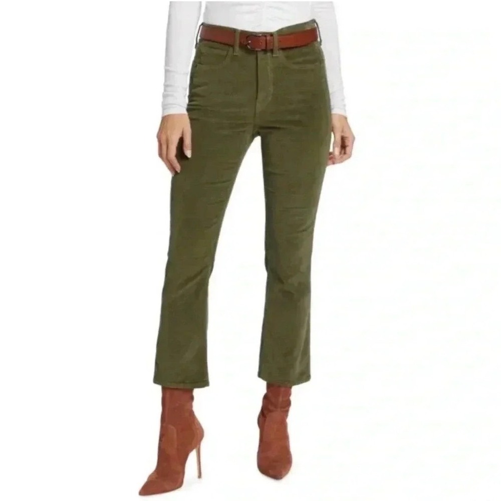 Veronica Beard Carly Kick Flare Corduroy Pants Jeans in Laurel Green -‎ 27